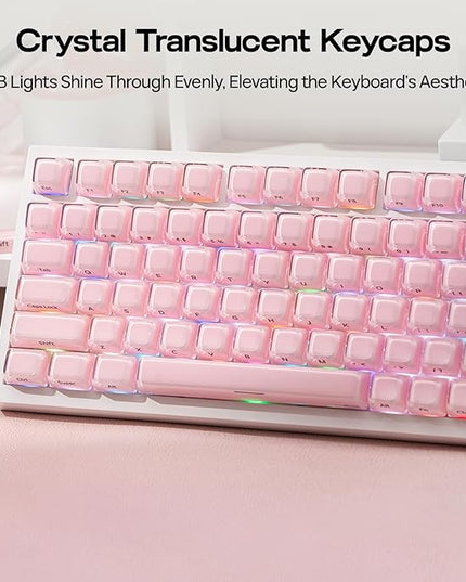 EPOMAKER Lusterfly Jelly Keycaps Set - 123 Keys Double-Shot Laser Engraved, MDA Profile, ABS+PC, Non-Shine-Through, MX-Compatible for 61/68/84/87/98/100/104-Key Mechanical Keyboard (Pink)