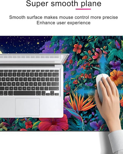 XL Mouse Pad Gaming Mousepad 31.5 x 11.8 Inch Tropical Night Garden Artwork Diatomite Large Keyboard Mat Mouse Pad for Home and Office Desk Accessories