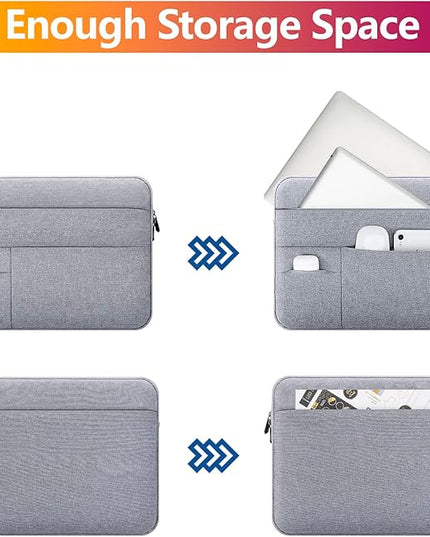 16 inch Laptop Sleeve for 16 inch MacBook Pro A2485 A2141 A2780 A2991 A3403 A3186, Protective Waterproof Laptop Case Carrying Bag Portable Cover with Multi Pockets, Gray