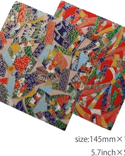 Made in Japan Echizen Washi Notebook with Sakura Watermark (Page 48) &2 sheets Yuzen Origami Paper Set – Luxury Japanese Stationery Gift (Traditional Green Landscape)