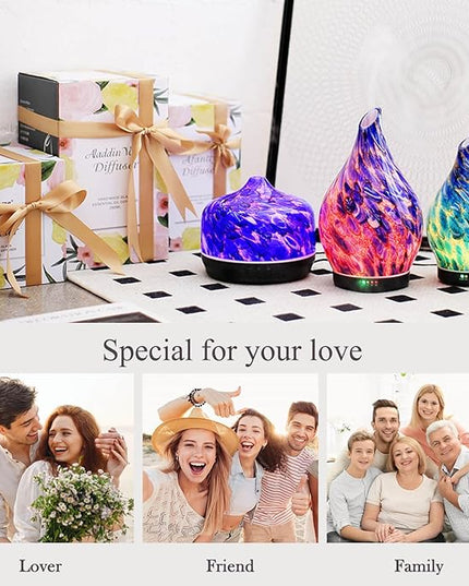 Porseme 150ml Essential Oil Diffuser Glass Color Changing Aroma Air Diffusers Aromatherapy Ultrasonic Cool Mist Humidifier 6 Running Hours Waterless Auto-Off for Sleeping Yoga Office Spa (Deep Blue)