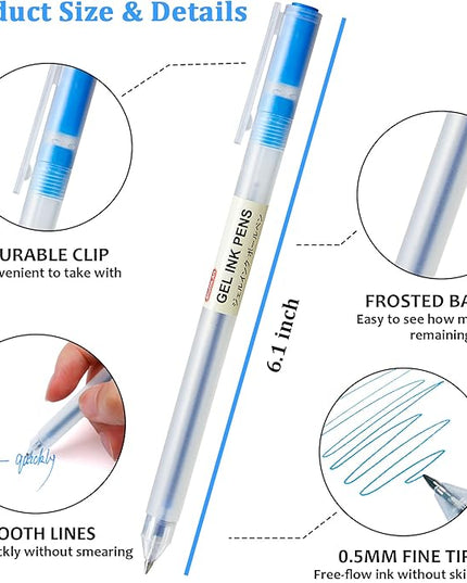 Shuttle Art Gel Ink Ball Point Pens, 15 Colors Japanese Style Pens, 0.5mm Fine Ballpoint Pens Quick Drying for Writing Journaling Home, School and Office Stationery Supply