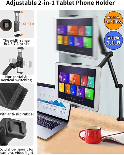 HEMMOTOP Magic Arm Desk Mount/Clamp, 28" Adjustable Camera Arm for iPad, Overhead iPhone Mount, for Yeti Snowball Microphone, Light, Webcam, Action Camera AS05
