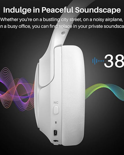 TOZO HT2 Hybrid Active Noise Cancelling Headphones, Wireless Over Ear Bluetooth Headset, 60H Playtime, Hi-Res Audio Custom EQ via App Deep Bass Comfort Fit Ear Cups, for Home Office Travel