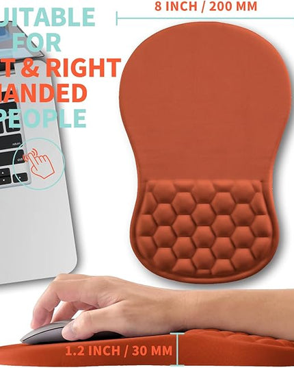 Ergonomic Mouse Pad Wrist Support with Memory Foam Massage Bulge, Carpal Tunnel Pain Relief Mousepad Wrist Rest for Mouse(12x8 inch, Orange)