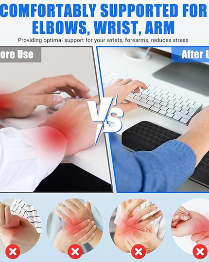 L-Shaped Desk Elbow Pad，Arm Rest for Desk 2-Piece Ergonomic Wrist Rest with Non-Slip Base Memory Foam Elbow Support Padding for Computer Keyboard, Office and Home (Fabric)