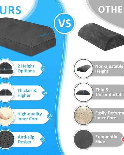 StepLively Foot Rest for Under Desk at Work, Comfortable Foot Stool with 2 Adjustable Heights, Footrest with Washable Cover, for Back & Hip Pain Relief, Suitable for Office, Home, Car, Gray, X-Large