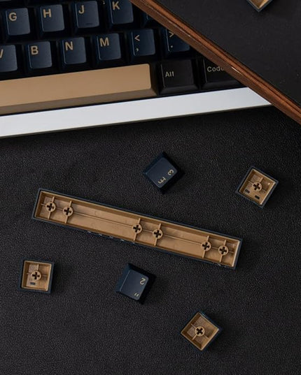 Sumgsn 163 Keys Double Shot Keycaps Cherry Profile Blue Samurai Keycaps for 61/64/87/104/108 Cherry Mx Switches ISO ANSI Layout Mechanical Keyboard