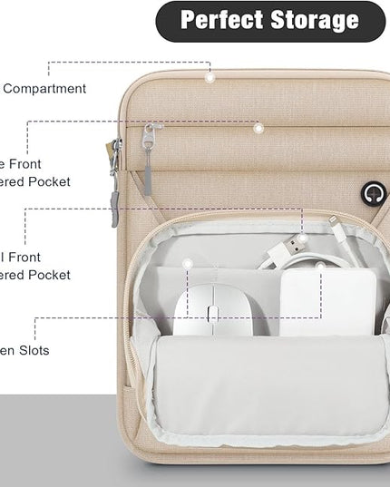 MoKo 9-11 Inch 360° Protective Tablet Sleeve Bag, Fits 11 inch iPad Air M3, iPad A16 2025, Pro 11 M5, iPad 10/9/8/7th, Tab S8/S9 11, Multifunctional Bag with Shoulder and Headphone Port, Sand