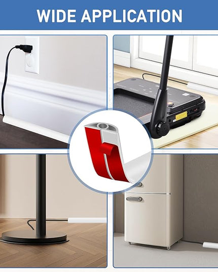 Floor Cord Cover Self Adhesive Cord Hider Floor Extension Cord Covers for Floor Power Cord Protector Cable Management Prevent Cable Trips Cable Cavity 0.32" W x 0.32" H (White, 10Ft)