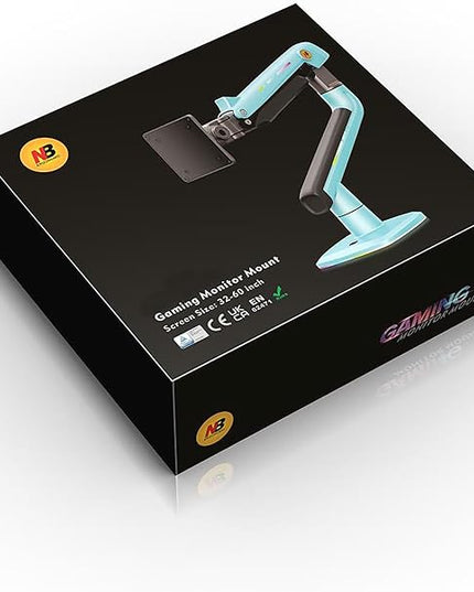 NB Gaming Monitor Arm or for 32 to 60 Inches Screen, Load up to 20 kg, VESA 75/100, RGB-Light, Heavy Duty, Multi Angle Adjustable, Premium Aluminum, Blue