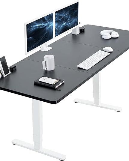 VIVO Electric 71 x 30 in Dual Motor Sit Stand Desk, Memory Height Adjustment, 2B Series, Black Top White Frame, DESK-KIT-2W7B