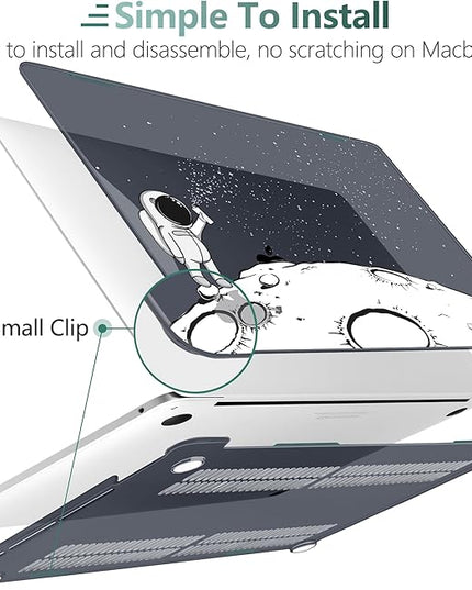DONGKE Compatible with MacBook Pro 13 inch Case 2024 2023-2020 Release A2338 M2/M1 A2251 A2289 with Retina Display & Touch ID, Plastic Hard Shell & Keyboard Cover & Screen Film - Astronaut