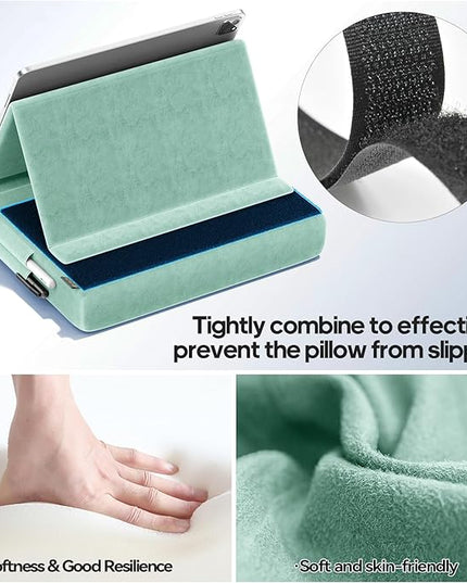 KDD Tablet Pillow Stand, Multi-Angle Viewing Ipad Holder for Lap, Bed and Desk, Foldable Soft Pad Dock with Stylus Mount Compatible with Ipad Pro 12.9, 10.5, 11, Air, Mini, Phones, Books, E-Reader