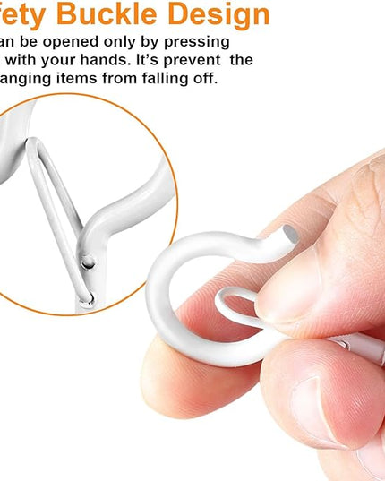 FSAH 96 PCS Q-Hanger Hooks, Screw Hooks for Outdoor String Lights, Safety Buckle Design Cup Eye Hook for Hanging Christmas Lights, Plants, Mounted on Wall Ceiling, Include 1 Wing Nut Driver, White