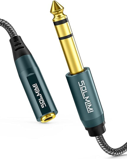 SOLMIMI 1/4 to 3.5mm Headphone Adapter, 1/4 to 1/8 6.35mm Male to 3.5mm Female TRS Stereo Audio Adapter Cable for Headphone Mixer Guitar Piano Keyboard Amplifier Speaker and More - 1 Feet