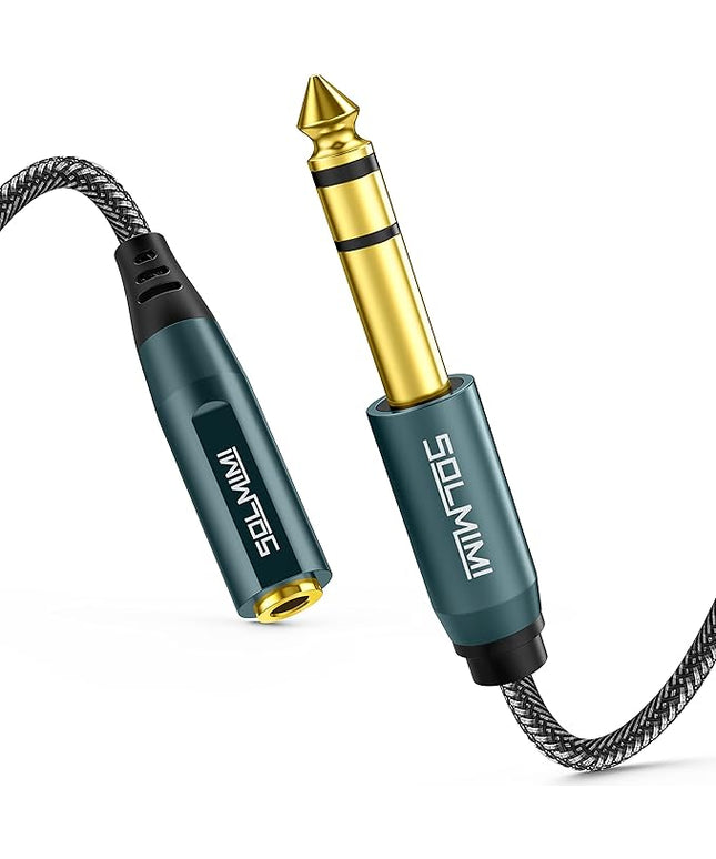 SOLMIMI 1/4 to 3.5mm Headphone Adapter, 1/4 to 1/8 6.35mm Male to 3.5mm Female TRS Stereo Audio Adapter Cable for Headphone Mixer Guitar Piano Keyboard Amplifier Speaker and More - 1 Feet