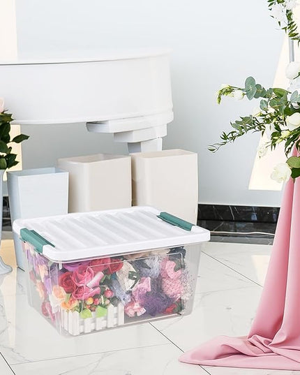 6 Pack 35 Quarts Large Storage Bin with Lid, Clear Plastic Latching Boxes
