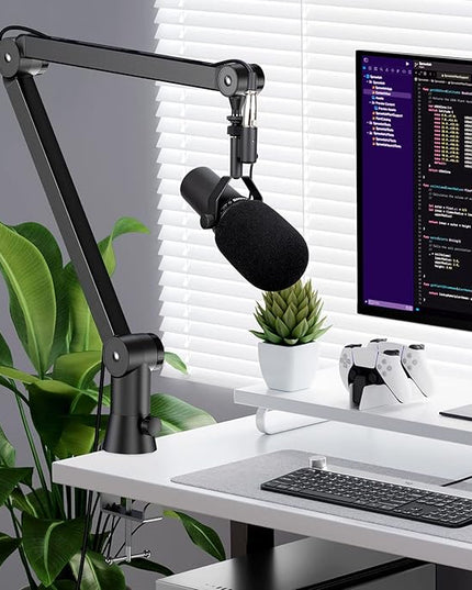 Mic Boom Arm Stand Compatible with Shure SM7B, MV7, Blue Yeti Mic, Fifine microphone, HyperX QuadCast Mic and Most Microphones, Premium Microphone Arm by YOUSHARES