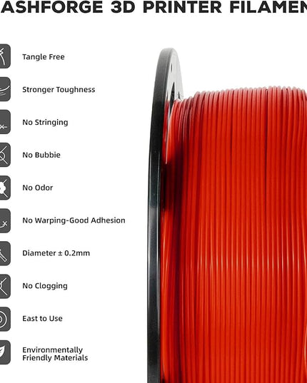 FLASHFORGE PLA Filament 1.75mm Red, 3D Printer Filament 1kg (2.2lbs) Spool, Dimensional Accuracy +/- 0.02mm, 3D Printing Filament Easy to Use and Fits for Most FDM 3D Printers