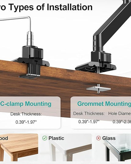 MOUNT PRO Heavy Duty Monitor Arm for 49 inch Ultrawide Screen up to 44 lbs, Single Desk Computer Mount Curved Monitor Stand for Samsung Odyssey G9, Adjustable Gas Spring VESA Mount 75x75 100x100