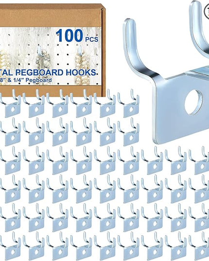 Tandefio Pegboard Hooks Metal Prong Hook Peg Board for Hanging Hangers for Wall Picture Jewelry Display Tool(Silver,100 Pcs)