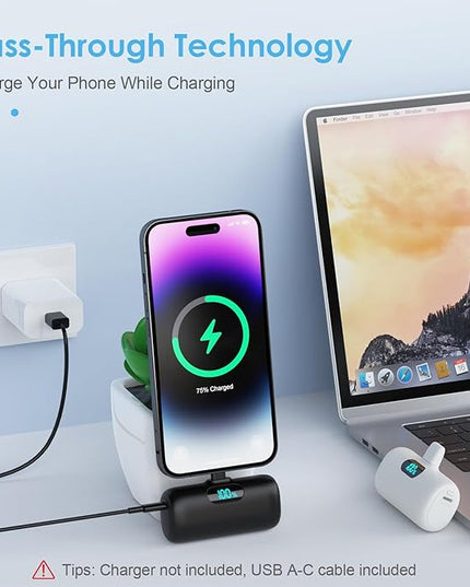 [2 Pack]Small Portable Charger for iPhone,Upgraded 5000mAh PD Fast Charging Power Bank,Cute Mini Portable Phone Charger Battery Pack Compatible with iPhone 14/14 Pro Max/13/13 Pro/12 Pro/11/XR/X/8 etc