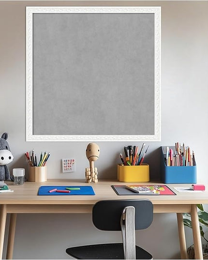 Amanti Art White Framed Magnetic Board 26x26 Medium Vision Board for use with Magnets, 100% Metal Sheet to Display Items as Office Decor or for Home Organization in mudroom, Kitchen or Kids Room