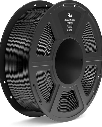 ELEGOO PLA Filament 1.75mm Black 1KG, 3D Printer Filament Dimensional Accuracy +/- 0.02mm, 1kg Spool(2.2lbs) Fit Most FDM 3D Printers