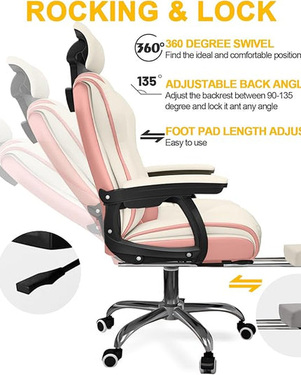Executive Office Chair Reclining with Footrest Ergonomic Computer Desk with Lumbar Support Big and Tall Home High Back Gaming Chair for Office Home Study