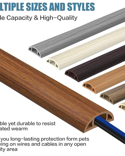 Floor Cord Covers for Wires 3.3FT Cable Hider Wire Cover Self Adhesive Cord Hider Floor for Offices, Homes, Workshops, Warehouses Cable Cavity 0.39" W x 0.27" H