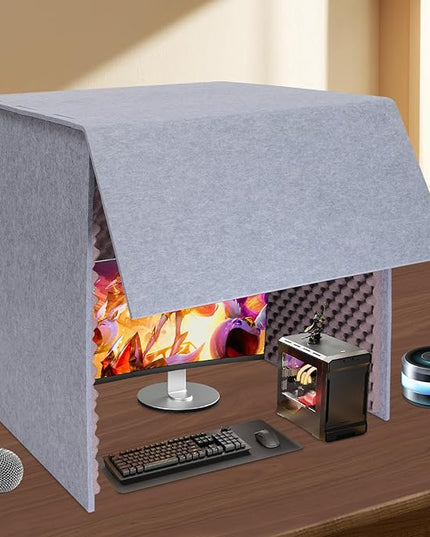 Desktop Soundproof Cover, Portable Vocal Recording Booth Isolation Booth Small Music Recording Studio Vocal Sound Absorbing Shield Sound Proof Foam Panels for Offices,Home,Recording Studios (Purple)