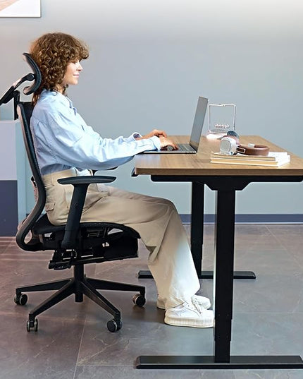 FLEXISPOT Ergonomic Office Chair with Footrest, Mesh Back Computer Chair, Home Office Desk Chairs, with Adjustable Lumbar Support/4D Headrest/Reliable Base, Mesh Seat Cushion, Black, OC3 Air-F