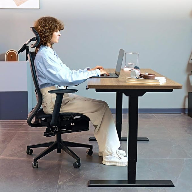 FLEXISPOT Ergonomic Office Chair with Footrest, Mesh Back Computer Chair, Home Office Desk Chairs, with Adjustable Lumbar Support/4D Headrest/Reliable Base, Mesh Seat Cushion, Black, OC3 Air-F