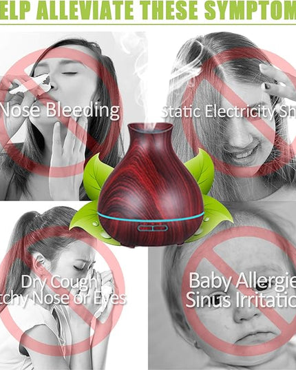 BZseed Aromatherapy Essential Oil Diffuser 550ml 12 Hours Wood Grain Aroma Diffuser with Timer Cool Mist Humidifier for Large Room, Home, Baby Bedroom, Waterless Auto Shut-off,7 Colors Lights Changing