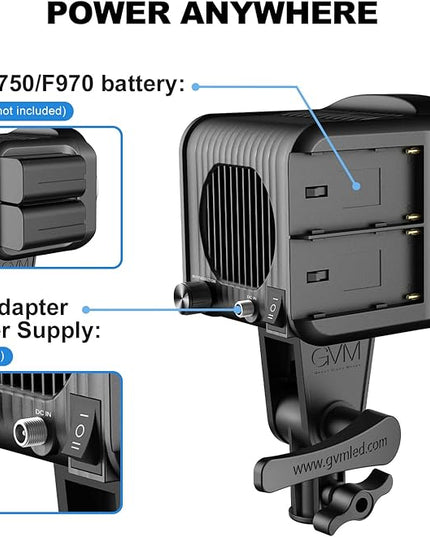 GVM 80W Video Light, Continuous Lighting for Photography with Bowens Mount, 2700~7500K, 44100Lux/0.5m Studio Light with APP, CRI 97+ Bi-Color 8 Scene Lights Support AC Adapter & NP Battery