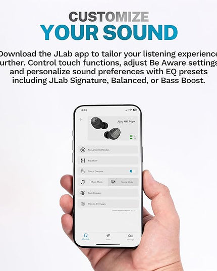 JLab Go Air Pop+ True Wireless Earbuds, in Ear Headphones, Bluetooth Earphones, 35H Playtime Ear Buds, Bluetooth Earbuds with Microphone, USB-C Charging Case, Dual Connect, EQ3 Sound, Dark Pink