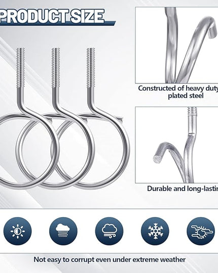 Yaocom 100 Pcs 1/4"-20 Machine Threaded Bridle Rings 2" Diameter Heavy Duty Bridle Wiring Rings Cable Hangers for Low Voltage Cable Pipe Management