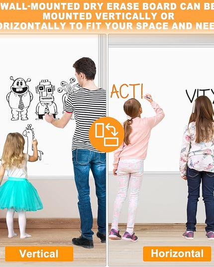 H-Qprobd 5' x 4' Dry Erase Board for Wall 60" x 48" (2 Pack) Magnetic Presentation Whiteboard with Long Pen Tray, Wall-Mounted White Boards Large Whiteboard Including 8 Markers, 16 Magnets, 2 Erasers