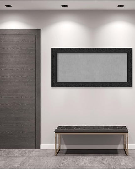 Amanti Art Black Framed Magnetic Board 27x55 Oversize Vision Board for use with Magnets, 100% Metal Sheet to Display Items as Office Decor or for Home Organization in mudroom, Kitchen or Kids Room