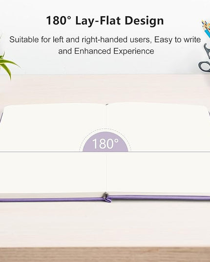 RETTACY Blank Journal Notebook, 192 Pages, A5 Medium Size (5.7'' x 8.3''), Leather Hardcover, 100 GSM Thick Paper, for Sketching, Drawing, Painting (Purple)