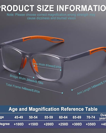 BLOEXCLU 4 Pack Progressive Multifocus Reading Glasses for Men Women TR90 Sports Style Anti-Blue Light Computer Readers
