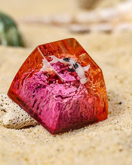 Kohaku Koi Artisan Keycap Orange and Purple Ocean R1 SA Profile Custom Keycaps 1U ESC Handmade Gaming Resin Key Cap Cherry MX Switch Compatible Mechanical Keyboard Koi Lover Gift