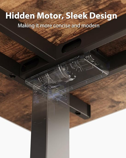 Agilestic Triple Motors 73" x 60" L Shaped Standing Desk, Electric Standing Desk Adjustable Height, Extra Large Desktop Corner Table for Home Office, Gaming Workstation, Splice Board, Rustic Brown