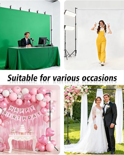 Backdrop Stand 10x7.5ft(WxH), Heavy Duty Adjustable Photo Back Drop Stand kit, Suitable for Party, Photography, Weddings