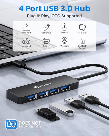 UtechSmart USB 3.0 Hub, 4 Port USB Hub Splitter with 5 Gbps Data Transfer, USB Expander Compatible for MacBook Pro 13/14/15/16, New Mac Air/Surface, ChromeBook, Multiport Charging & Connecting Adapter