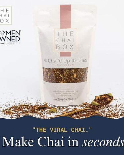 The Chai Box Loose Leaf Masala Chai - Gluten & Caffeine Free | Organic Rooibos Tea made with Ginger, Clove, Cinnamon, Cardamom, Fennel (Pack of 1) 2.5 oz | Makes 25 Cups | Small Batch Loose Leaf Tea with Whole, Premium Spices