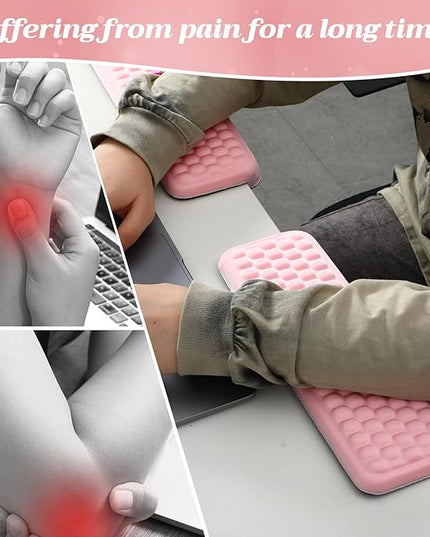 2 Pcs L-Shaped Desk Elbow Pad Set Desk Edge Cushion Memory Foam Wrist Rest Elbow Pads Arm Rest Comfort Support Padding with Non-Slip Base for Office Home Gaming(Pink)