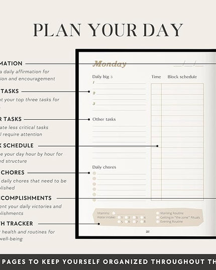 The ADHD Planner for Adults - Undated Daily & Weekly ADHD Journal for Disorganized People, 90 Days - Habit Tracker, Record Emotions & Mood - Academic Goals - Structure & Focus for Adults Brains