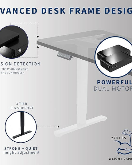 VIVO Electric 83 x 30 in Dual Motor Sit Stand Desk, Memory Height Adjustment, 2B Series, Black Top White Frame, DESK-KIT-2W8B